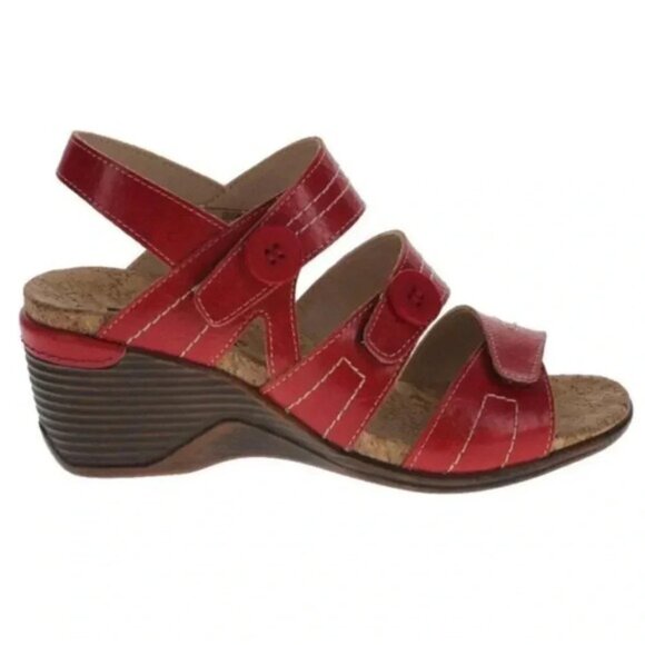 Romika Calgary 2 Wedge Sandal Red Adjustable Straps Size 38 US  7-7.5 - Picture 1 of 14
